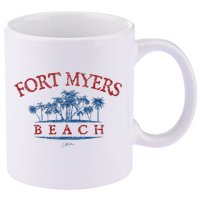 Fort Myers Beach Fl Palm Trees On Beach 11oz C Handle Ceramic Mug