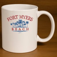 Fort Myers Beach Fl Palm Trees On Beach 11oz C Handle Ceramic Mug