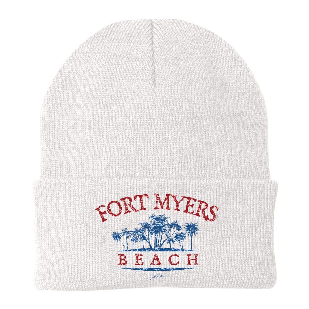 Fort Myers Beach Fl Palm Trees On Beach Beanie