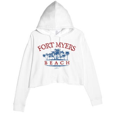 Fort Myers Beach Fl Palm Trees On Beach Crop Fleece Hoodie