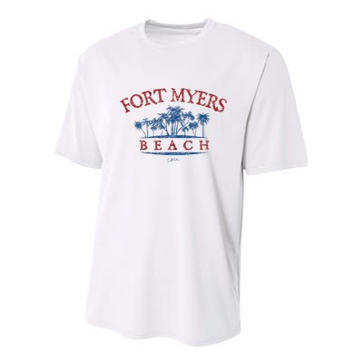 Fort Myers Beach Fl Palm Trees On Beach Youth Performance Sprint T-Shirt