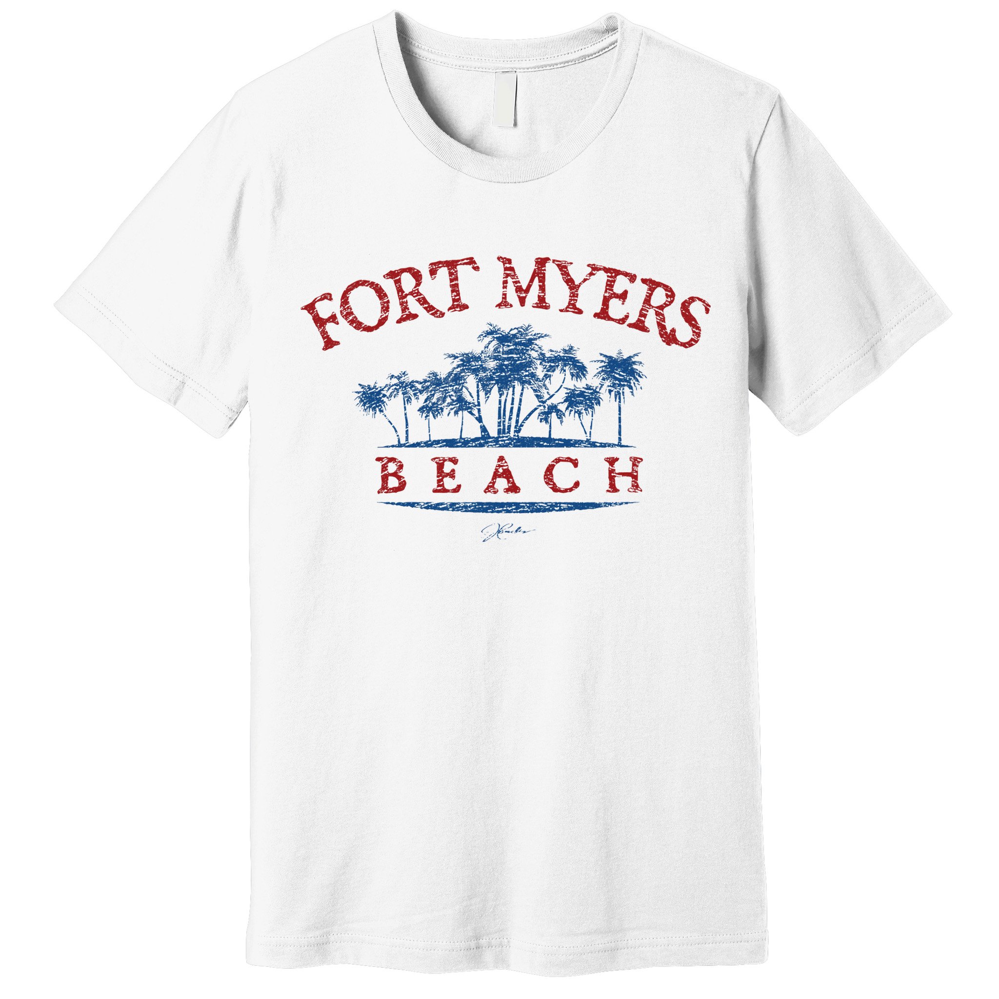 Fort Myers Beach Fl Palm Trees On Beach Premium T-Shirt