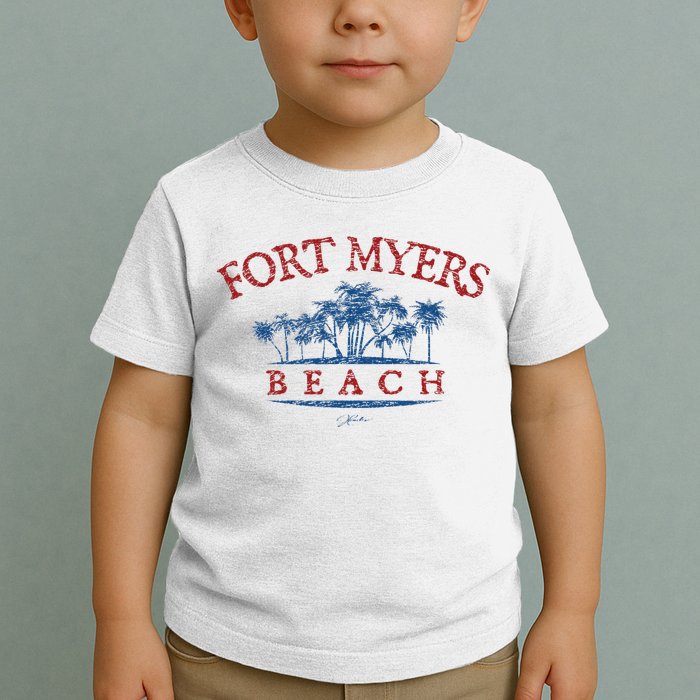 Fort Myers Beach Fl Palm Trees On Beach Toddler T-Shirt