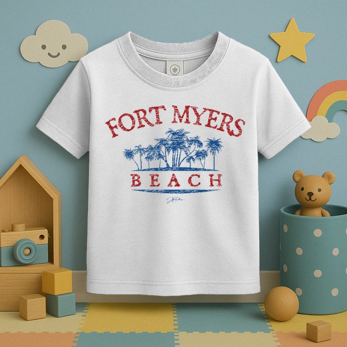 Fort Myers Beach Fl Palm Trees On Beach Toddler T-Shirt