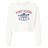 Fort Myers Beach Fl Palm Trees On Beach Cropped Pullover Crew