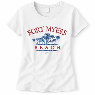 Fort Myers Beach Fl Palm Trees On Beach Womens T-Shirt