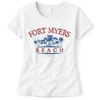 Fort Myers Beach Fl Palm Trees On Beach Womens T-Shirt