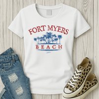 Fort Myers Beach Fl Palm Trees On Beach Womens T-Shirt