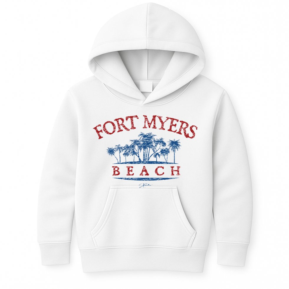 Fort Myers Beach Fl Palm Trees On Beach Kids Hoodie