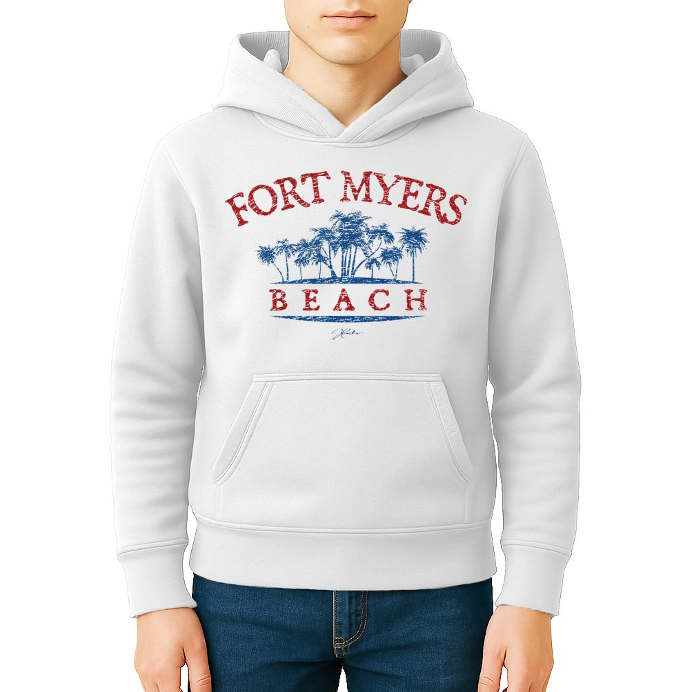 Fort Myers Beach Fl Palm Trees On Beach Kids Hoodie