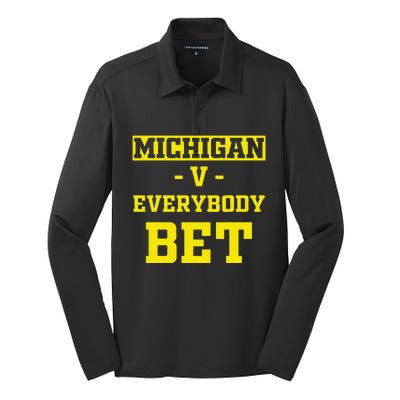 Funny Michigan Bet Gift Dad Silk Touch Performance Long Sleeve Polo