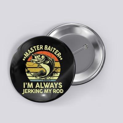 Fishing Master Baiter Funny Bass Dad Button