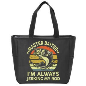 Fishing Master Baiter Funny Bass Dad Zip Tote Bag