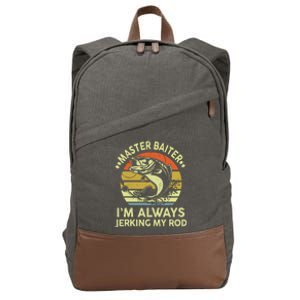 Fishing Master Baiter Funny Bass Dad Cotton Canvas Backpack