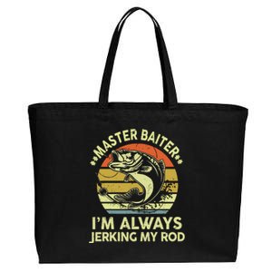 Fishing Master Baiter Funny Bass Dad Cotton Canvas Jumbo Tote