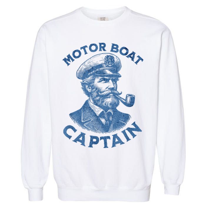 Funny Motor Boat Captain Garment-Dyed Sweatshirt
