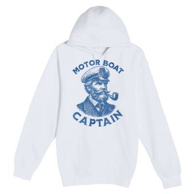 Funny Motor Boat Captain Premium Pullover Hoodie