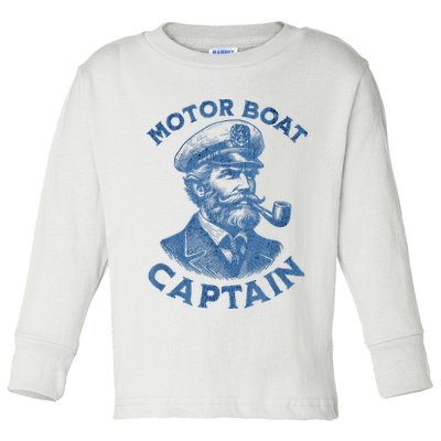Funny Motor Boat Captain Toddler Long Sleeve Shirt
