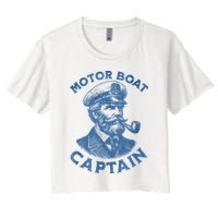 Funny Motor Boat Captain Women's Crop Top Tee