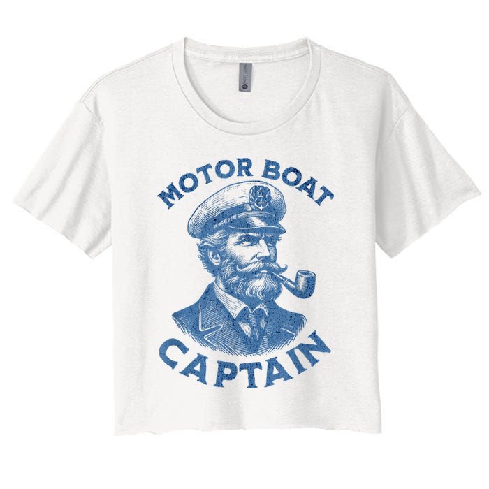 Funny Motor Boat Captain Women's Crop Top Tee