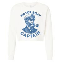 Funny Motor Boat Captain Cropped Pullover Crew