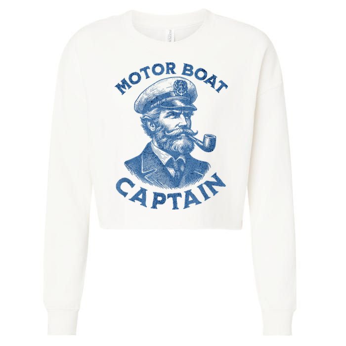 Funny Motor Boat Captain Cropped Pullover Crew