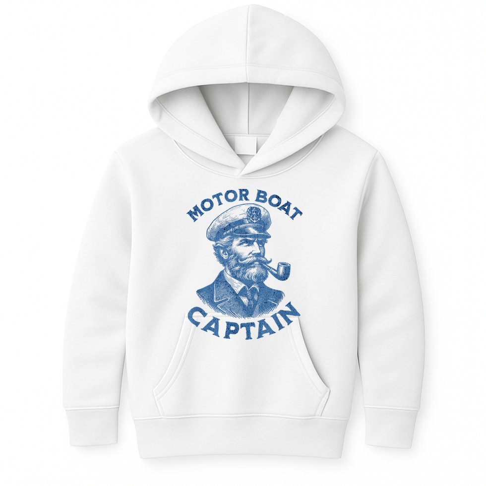 Funny Motor Boat Captain Kids Hoodie