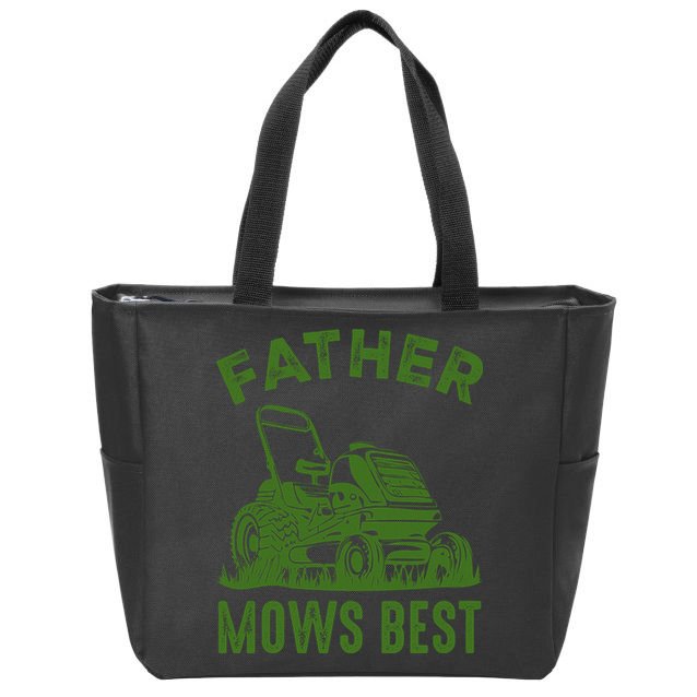 Father Mows Best Retro Vintage Funny Dad Zip Tote Bag