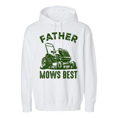 Father Mows Best Retro Vintage Funny Dad Garment-Dyed Fleece Hoodie