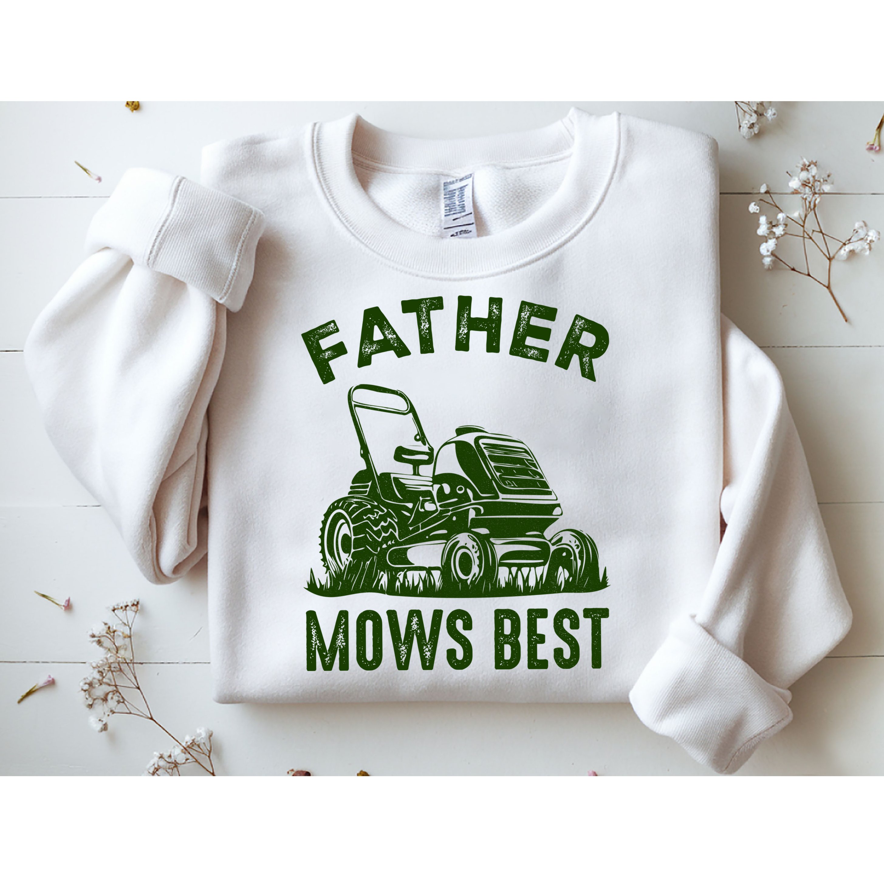 Father Mows Best Retro Vintage Funny Dad Sweatshirt