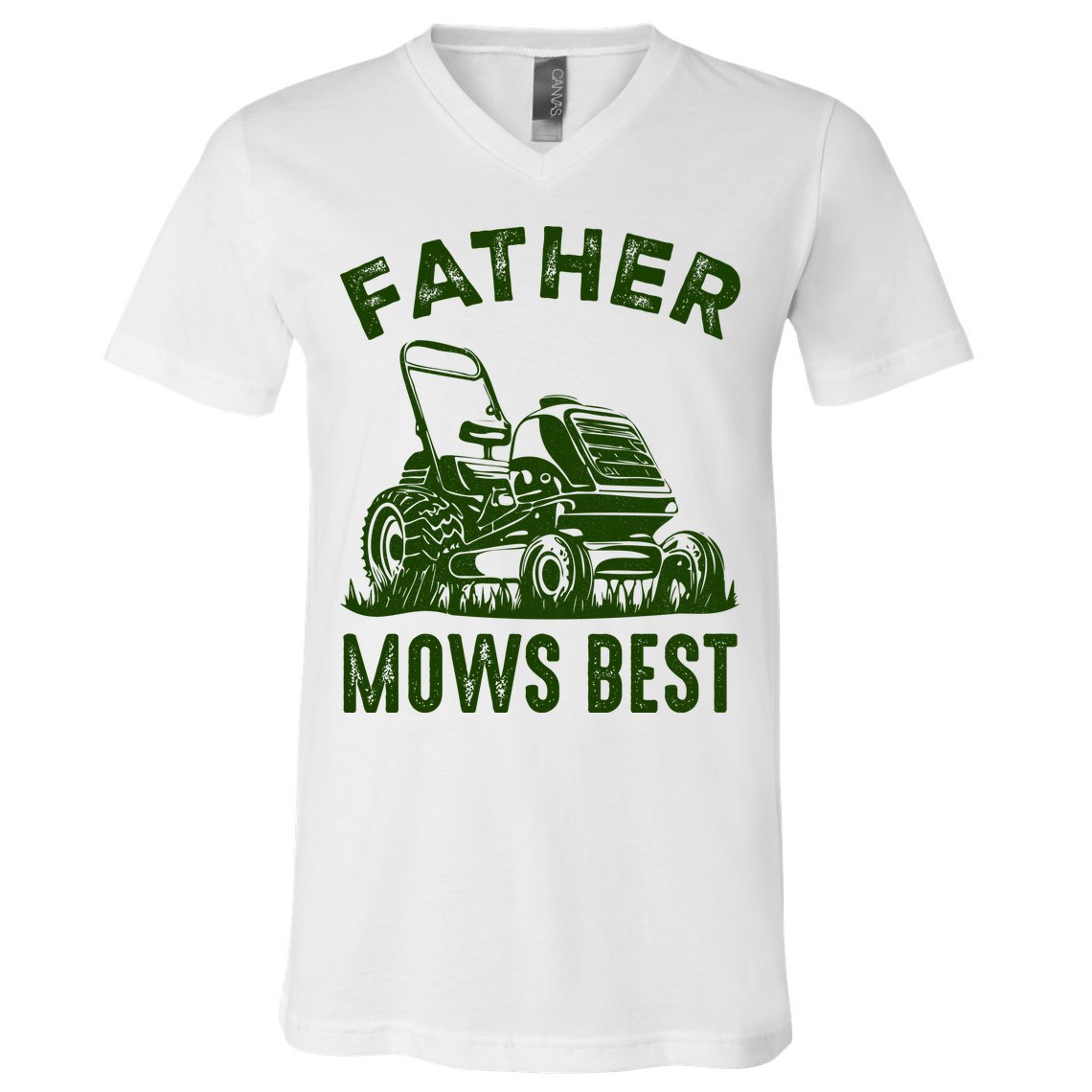 Father Mows Best Retro Vintage Funny Dad V-Neck T-Shirt