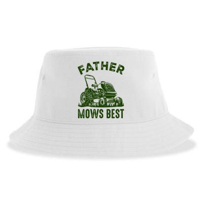 Father Mows Best Retro Vintage Funny Dad Sustainable Bucket Hat