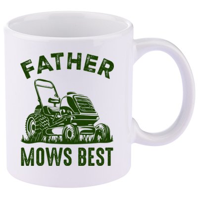 Father Mows Best Retro Vintage Funny Dad 11oz C Handle Ceramic Mug