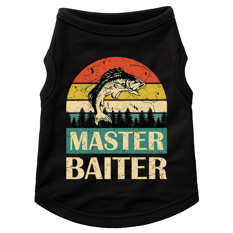 Funny Master Baiter Fishing Fishermen Doggie Tank