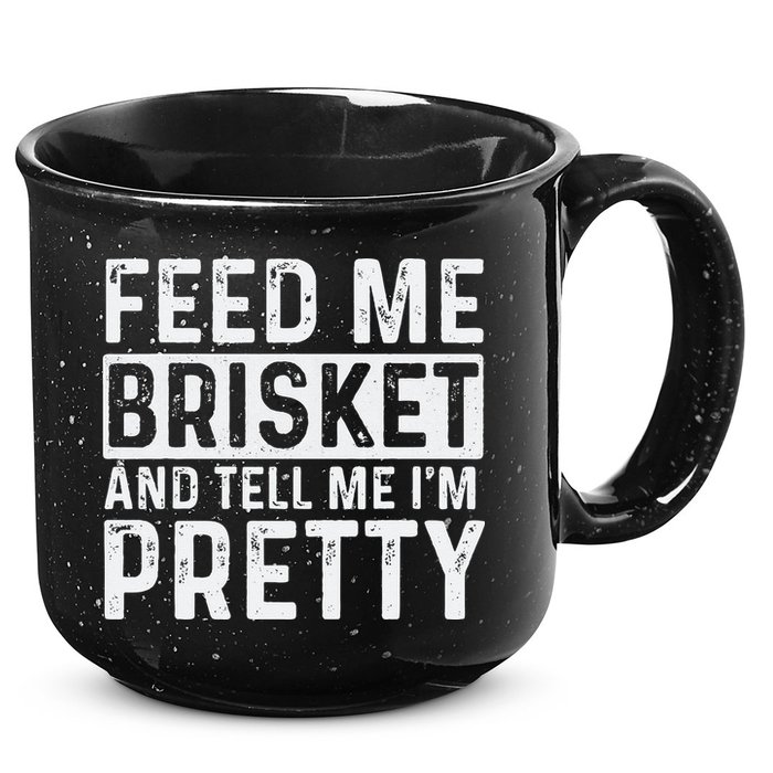 Feed Me Brisket - Pitmaster BBQ Lover Smoker Grilling 15oz Campfire Ceramic Mug