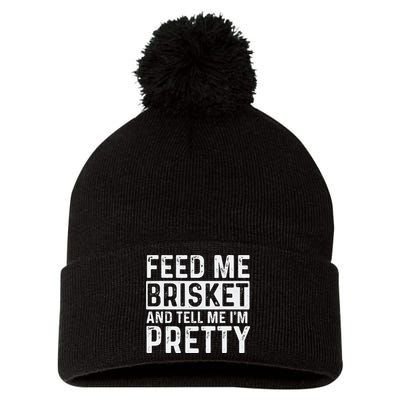 Feed Me Brisket - Pitmaster BBQ Lover Smoker Grilling Pom Pom 12in Knit Beanie
