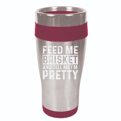 Feed Me Brisket - Pitmaster BBQ Lover Smoker Grilling 16oz Travel Tumbler