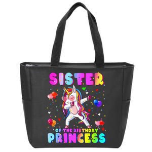 Family matching Birthday Princess Dabbing Unicorn Sister Zip Tote Bag