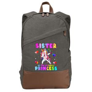 Family matching Birthday Princess Dabbing Unicorn Sister Cotton Canvas Backpack