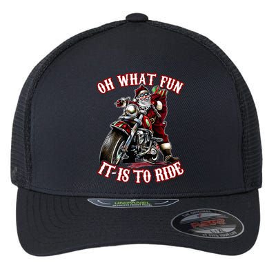 Funny Motorcycle Biker Grandpa Santa Rider Christmas  Flexfit Unipanel Trucker Cap