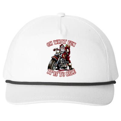 Funny Motorcycle Biker Grandpa Santa Rider Christmas  Snapback Five-Panel Rope Hat