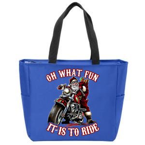 Funny Motorcycle Biker Grandpa Santa Rider Christmas  Zip Tote Bag