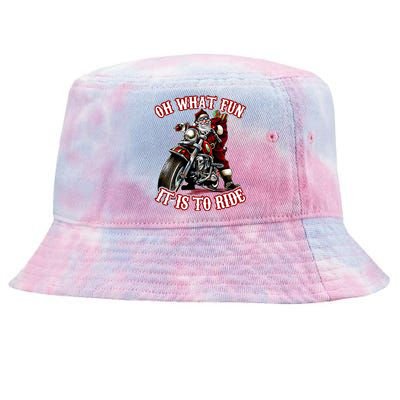 Funny Motorcycle Biker Grandpa Santa Rider Christmas  Tie-Dyed Bucket Hat