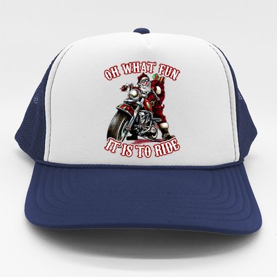 Funny Motorcycle Biker Grandpa Santa Rider Christmas  Trucker Hat