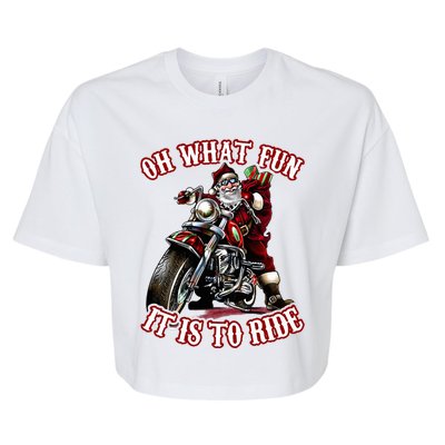 Funny Motorcycle Biker Grandpa Santa Rider Christmas  Bella+Canvas Jersey Crop Tee