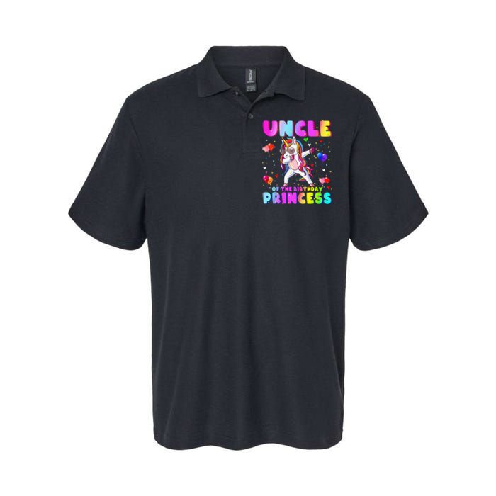 Family matching Birthday Princess Dabbing Unicorn Uncle Softstyle Adult Sport Polo