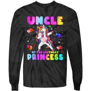 Family matching Birthday Princess Dabbing Unicorn Uncle Tie-Dye Long Sleeve Shirt