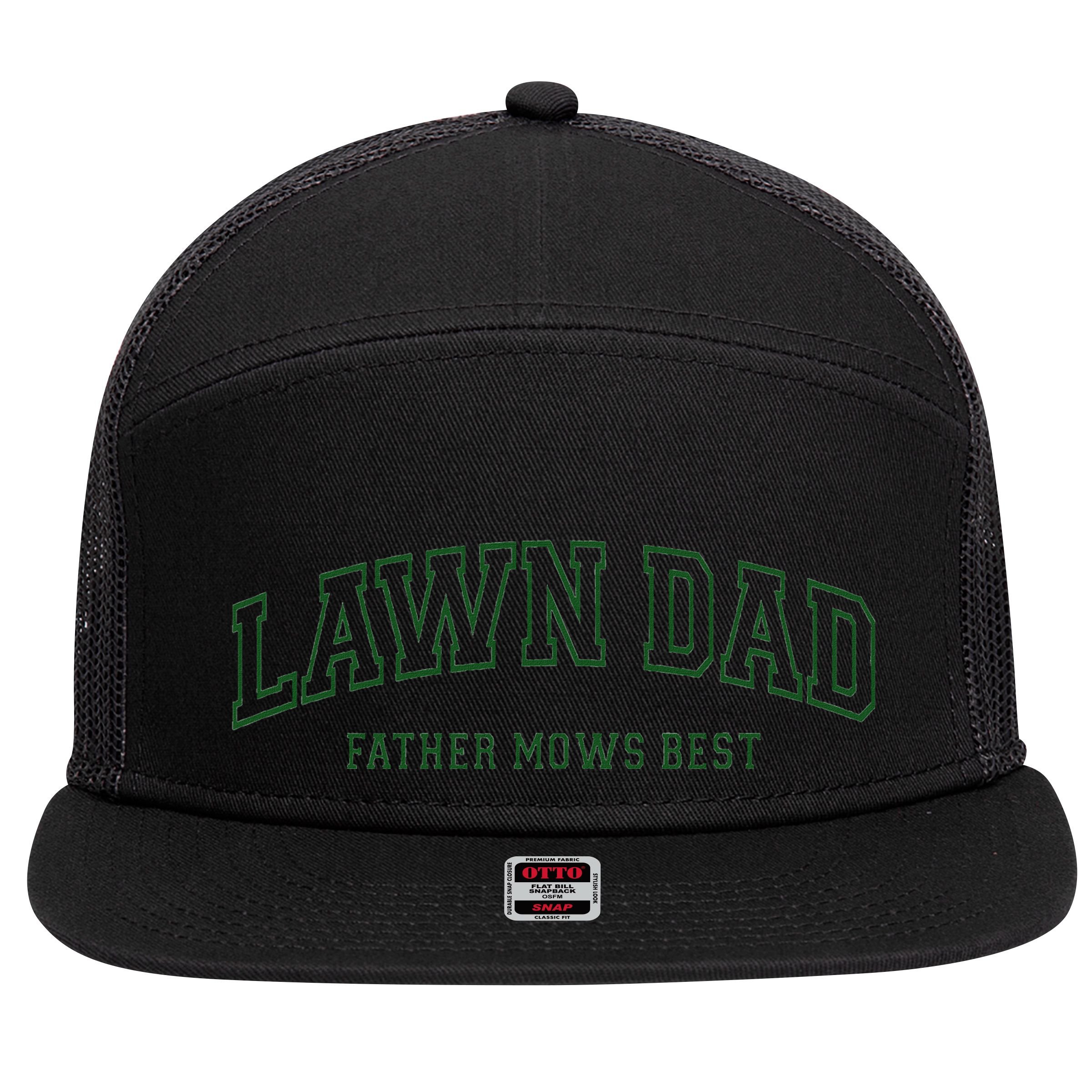 Father Mows Best Funny Lawn Mowing For Lawn Mower Dad 7 Panel Mesh Trucker Snapback Hat