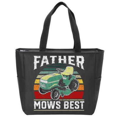 Father Mows Best Vintage Mowing Dad Fathers Day Dad Gift Zip Tote Bag