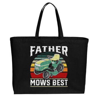 Father Mows Best Vintage Mowing Dad Fathers Day Dad Gift Cotton Canvas Jumbo Tote